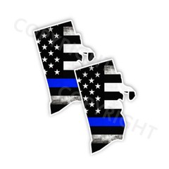 Thin Blue Line Decal State Rhode Island window sticker Various Size Distress