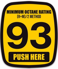 Small 1 x 1.5 inch 93 Octane Gas Pump Label Sticker (gasoline button us decal)