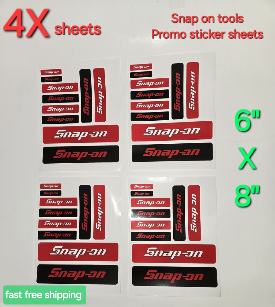 4X Packs Snap On Tools Promo 40 stickers Total Red,White,Black,Red Decal Emblem!