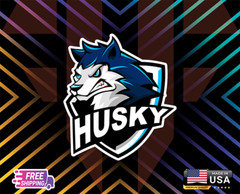 HUSKY CUTE DOG BLUE,CAR,DECAL,LAPTOP,WALL,ETC LAMINATED 6 YEARS R+FREE GIFT
