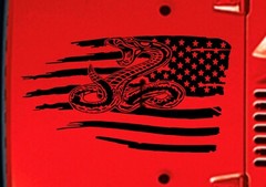 DON’T TREAD ON ME USA Flag Rattle Snake Hood/Door vinyl Decal Fits Jeep Wrangler