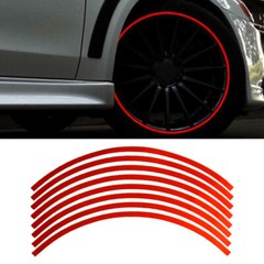 Red Reflective Car Wheel Rim Stripe Vinyl Decal Stickers Set Accessories For 18″