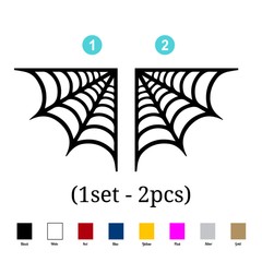 (1set-2pcs) SPIDER WEB CORNER Vinyl Decal Sticker Cobweb Car Window Motorcycles