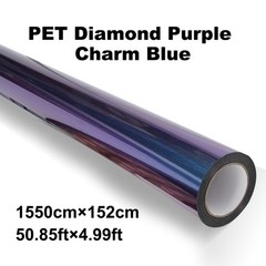5FTx50FT PET Chameleon Diamond Purple Blue Vinyl Wrap Full Roll Gloss Shift