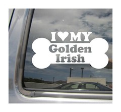 I Heart Love My Golden Irish – Mixed Dog Bone Car Vinyl Decal Sticker 13446
