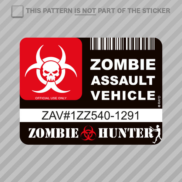 Zombie Assault Vehicle License Sticker Self Adhesive Vinyl apocalypse