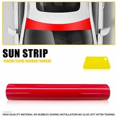 Universal Windshield Banner Matte Black/Red/White Vinyl Decal Sun Strip 60″