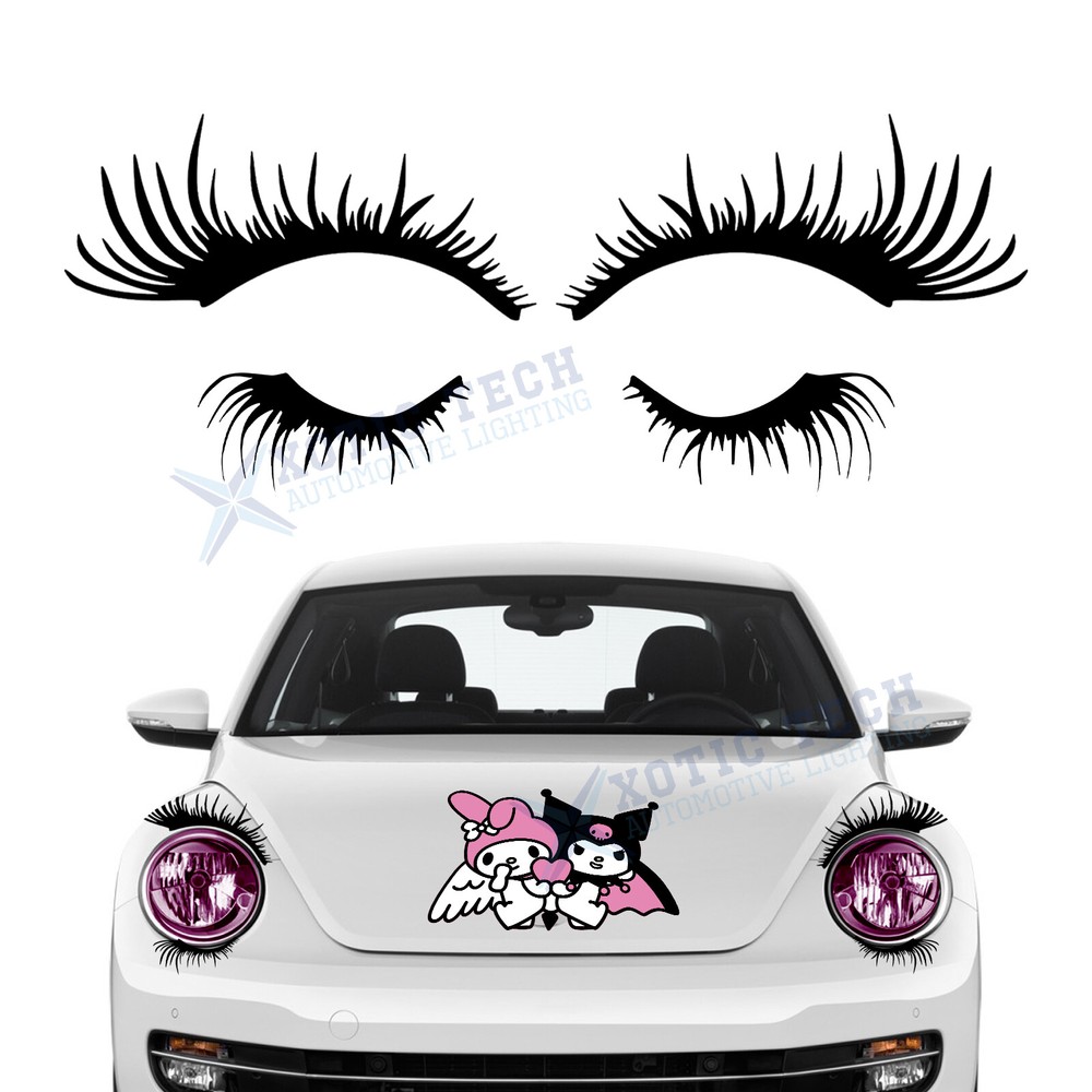 Waterproof Black Eyelash Decal Sticker For MINI Cooper Beetle Headlight Fog Lamp