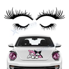 Waterproof Black Eyelash Decal Sticker For MINI Cooper Beetle Headlight Fog Lamp