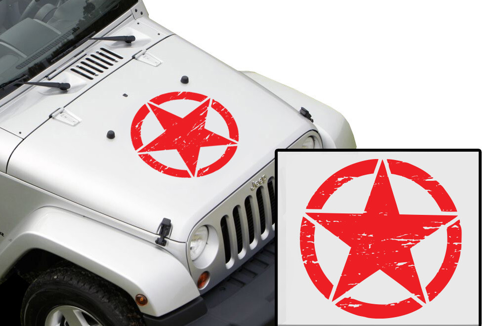 20″x20″ Distressed Military Army Star Sticker for Car Truck SUV Hood Door Red US