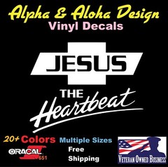 Jesus The Heartbeat (Chevy) Christ Christian Vinyl Window Decal Car Truck
