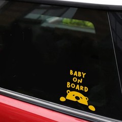 Handmade Baby on Board Bear Car Decal Sticker – Vinyl White Black Yellow