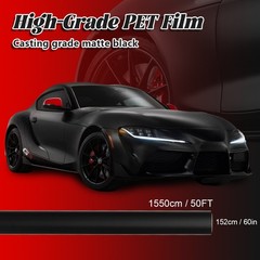 5FTx50FT PET Matte Black Vinyl Wrap Self-Adhesive Air Release US Stock