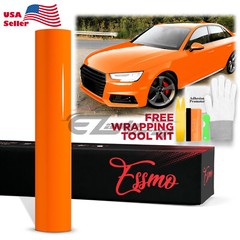 ESSMO PET Super Gloss Flame Orange Car Vehicle Vinyl Wrap Decal Sheet Like Paint