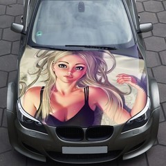 Girl Car Hood Wrap Decal Vinyl Sticker Full Color Graphic Fit AnyCar Sexy Blonde