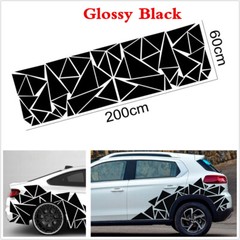 Car Body Side Geometric Triangle Graphic Decal Glossy Black Sticker Trim 78x23in