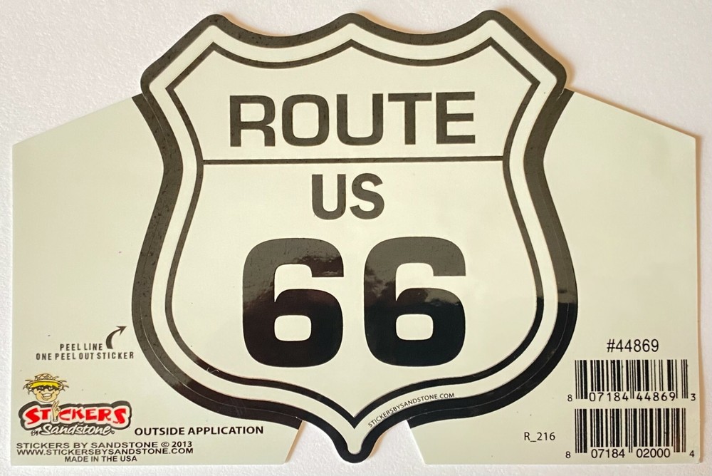 Route 66 Highway Road Marker Black LTR on White Window Bumper Laptop Sticker