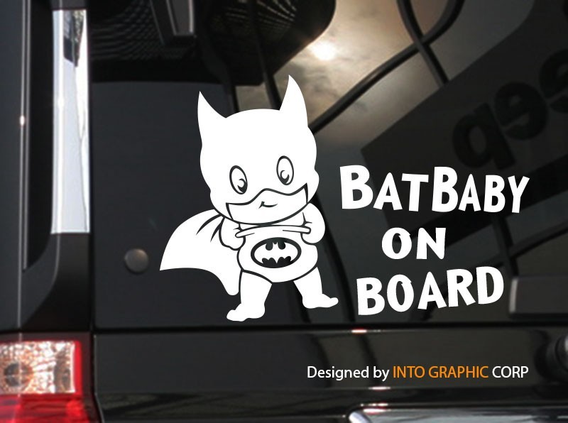 Baby on Board car decal sticker Superhero BatBaby Character Batman 7.75″W