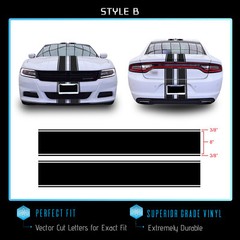 For 2015+ Charger Full Body Racing Stripes Graphic Decal Overlay – Gloss Vinyl