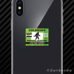 (2x) Colorado Bigfoot Hunting Permit Cell Phone Sticker Sasquatch Lifetime
