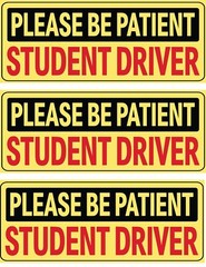 Student Driver-3 Stickers- Car Signs Please Be Patient-Car Bumper Sticker Decal
