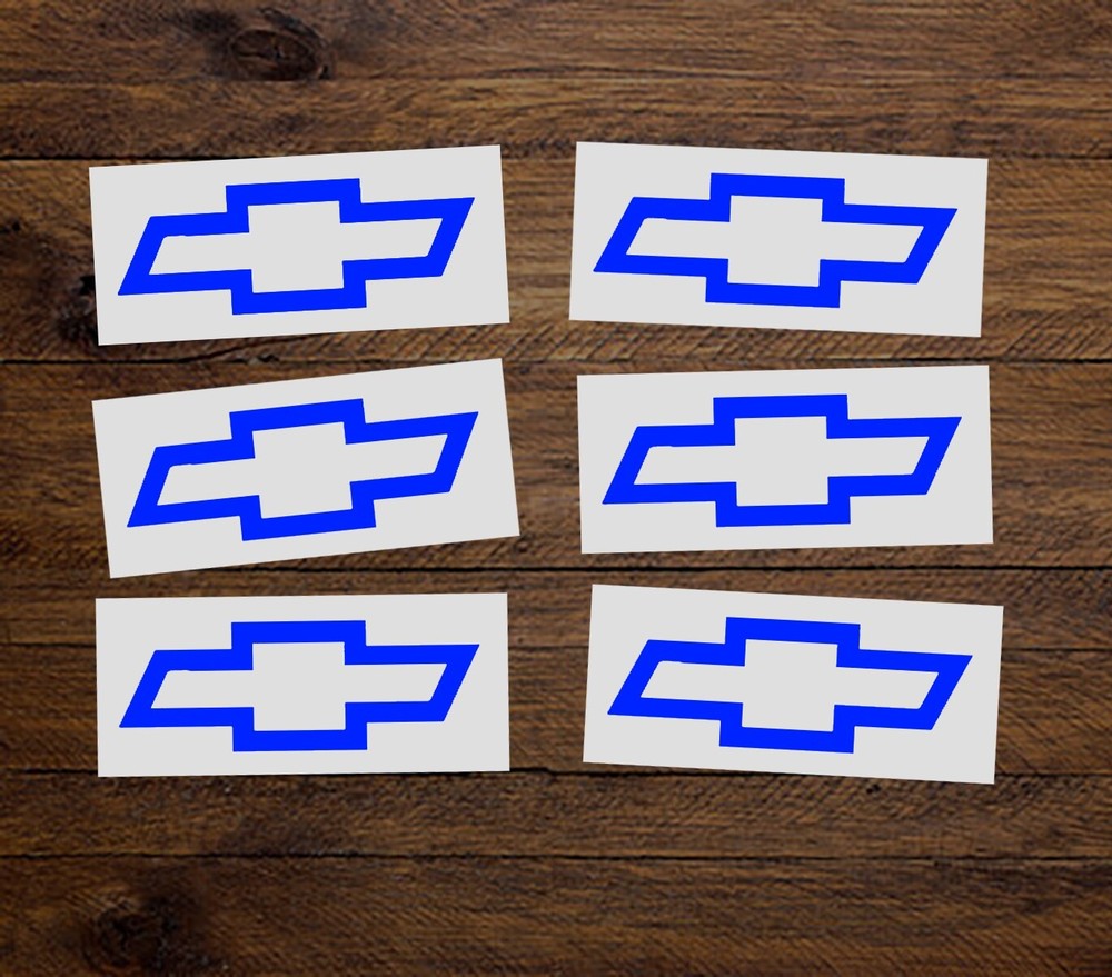 Blue / Royal – Chevy Bowtie DECAL Vinyl Stickers – Wheel, Rim – (Set of 6) 