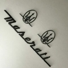 3PC SET Gloss Black Emblem For Maserati RH & LH Side Trunk Badges Nameplate
