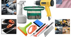 Satin Metallic Vinyl Wrap Tool Kit: Heat Gun, Squeegee & More for Window Tinting