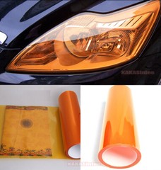 Orange – Car SUV Headlight Taillight Vinyl Wrap Glossy Tint Flexible Sticker AX