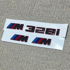 GLOSS BLACK Red for M328i + FENDER BADGE X2 CUSTOM REAR LETTERING 1 SERIES