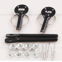 Universal Stainless Steel Racing Appearance Mount Hood Pin Plate Bonnet Lock Kit