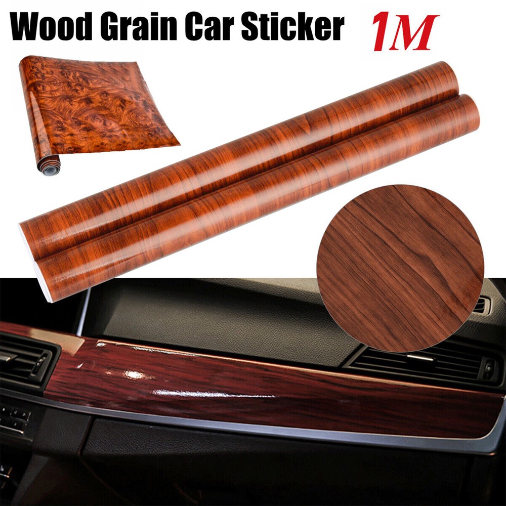Car Interior Wood Grain Sticker Textured Glossy Wrap Decal Sheet Vinyl Film DIY