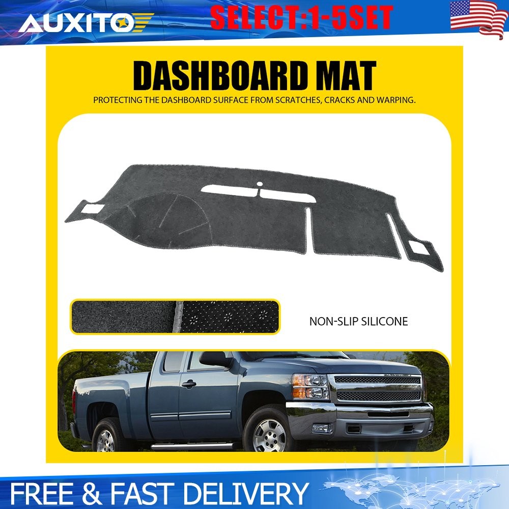 For 07-13 Chevy Silverado GMC Sierra Cab Dashboard Cover Dash Mat Pad Gray 1-5X
