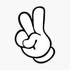 Peace Hand Vinyl Decal Sticker Whit 4×4 Inches Small 1/25