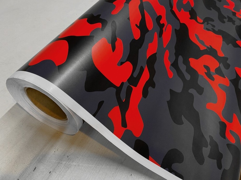 Red Black Gray Camo Camouflage Vinyl Car Wrap Film Sheet +Free Tools(2 feet & up