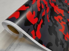 Red Black Gray Camo Camouflage Vinyl Car Wrap Film Sheet +Free Tools(2 feet & up