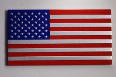 (2 Pack) Aluminum US American Flag Sticker Decal | Auto Car Emblem 3.15″x1.75″