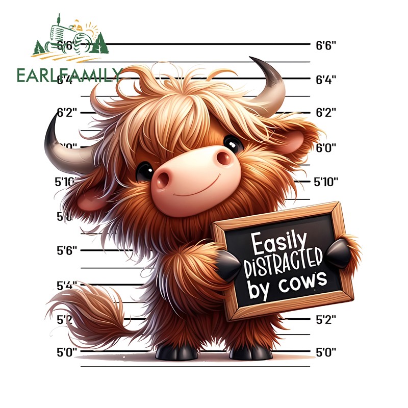 EARLFAMILY 5.1″ Easily DISTRACTED By Cows Car Stickers Creative Auto JDM Decals