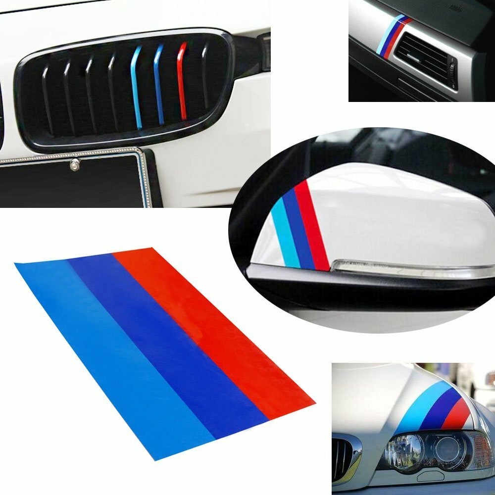 10″ Tri Color Strip KK Vinyl Sticker Decal Trim For BMW 3 4 5 6 M3 M5 X1 X3 X6