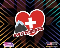 SWITZERLAND MAP FLAG , STICKER, DECAL, 6 YR VINYL TRUCK CA+ FREE STICKER FS