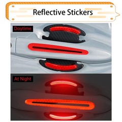 8 PCS Reflective Car Door Handle Protective Film Sticker Safety Strip Sticker