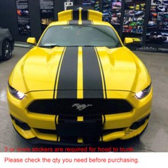 78.7” Black Hood Roof Rally Racing Stripe Decal Vinyl Stickers Universal