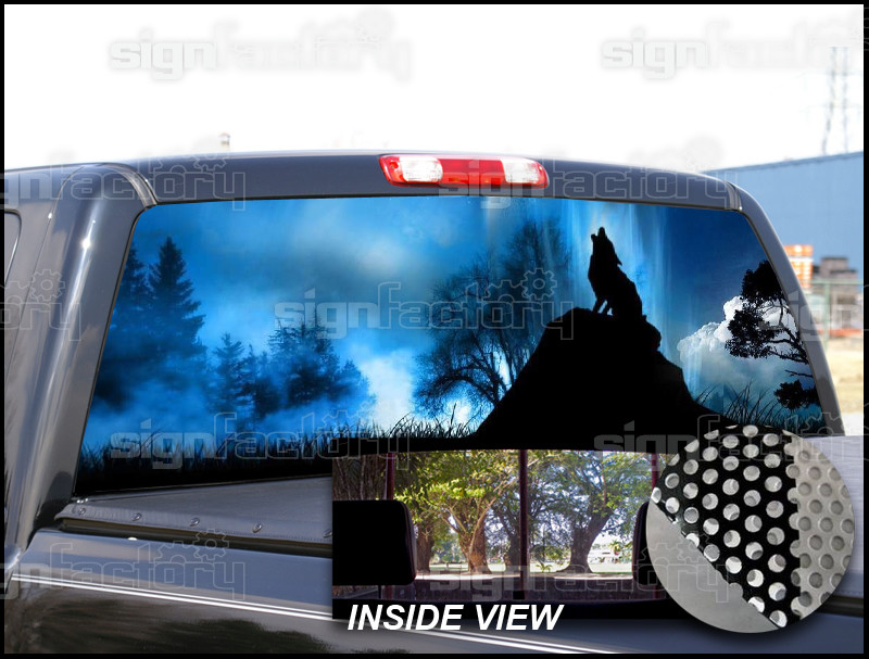 P223 Wolf Rear Window Tint Graphic Decal Wrap Back Pickup Graphics