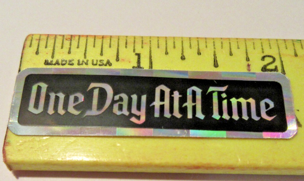 Decal One Day At A Time 2″ x 1/2″ Black Alcoholics Anonymous AA Sticker emblem