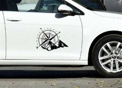 Black Compass Totem Decal Car SIde Body Trunk Door Stickers Vinyl Waterproof