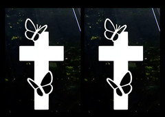 Butterfly Cross Jesus Two 6″ White Decals Car Windows Laptop Tablet Tumbler Mugs