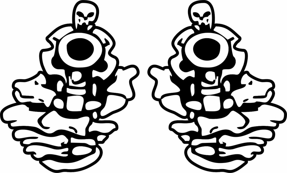 Pair of Hand Guns Skeleton Pistol Weapons Car Truck Window Vinyl Decal Sticker