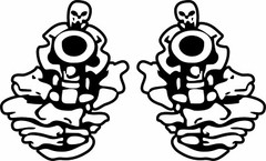 Pair of Hand Guns Skeleton Pistol Weapons Car Truck Window Vinyl Decal Sticker