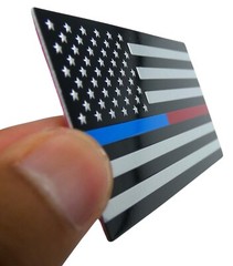 ALUMINUM Thin Blue Red Line Decal Sticker Law Enforcement, Police, Firefighter