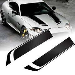 Black Racing Car Sports Stripe Sticker Vinyl Decals Car-Styling For Hood Bonnet